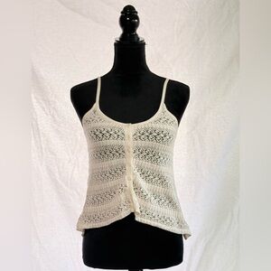 Guess Y2K Women's Cream spaghetti strap Lace Button-Up Top